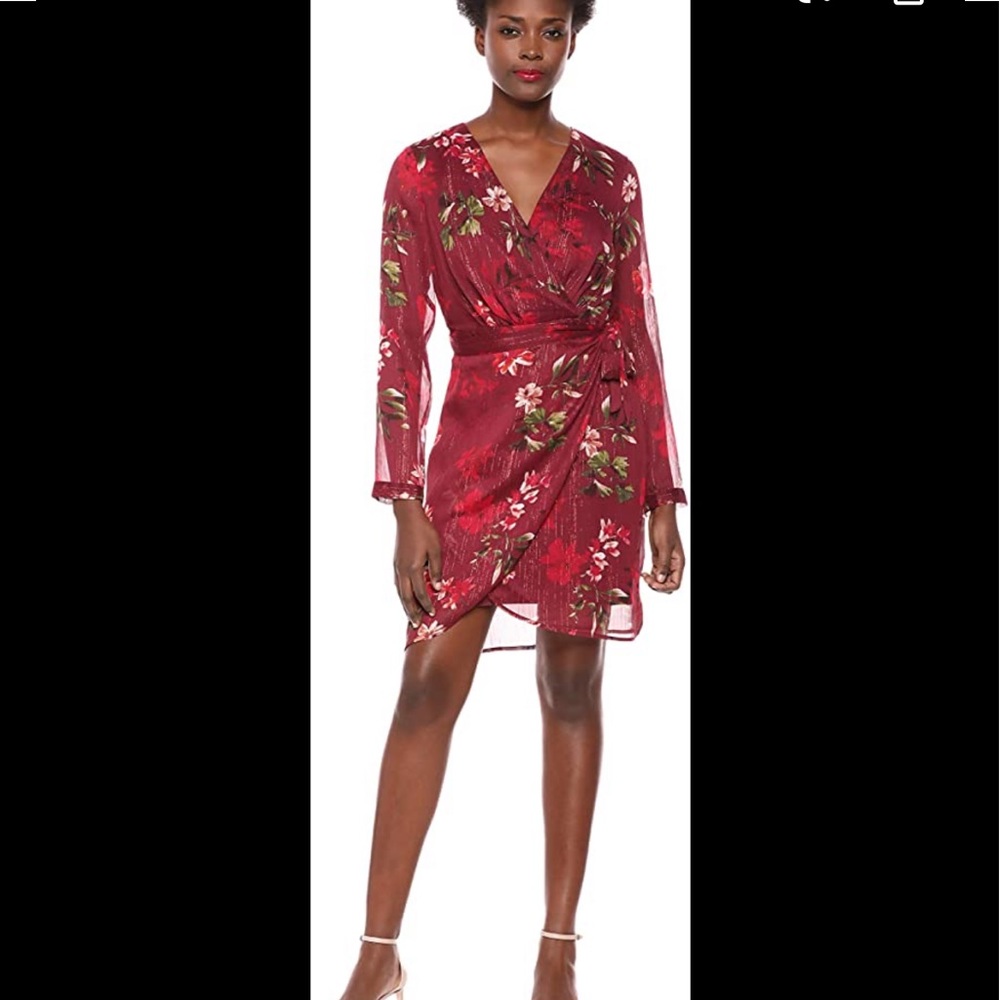 NWT GUESS floral faux wrap cocktail dress